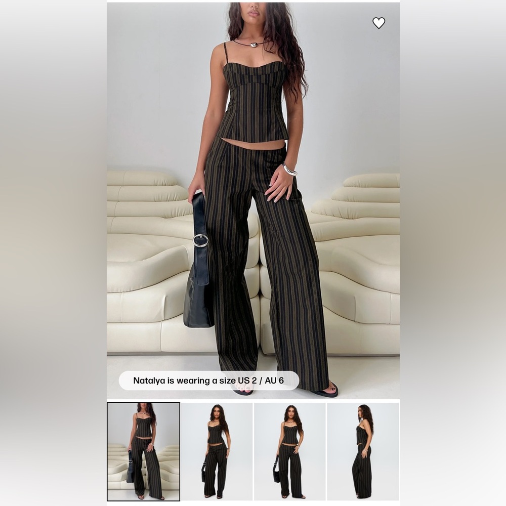 Princess Polly Black Pinstripe Wide Leg Pants & Corset Set